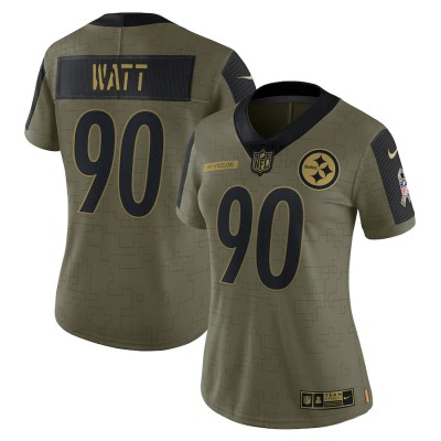 Pittsburgh Pittsburgh Steelers #90 T.J. Watt Olive Nike Women's 2021 Salute To Service Limited Player Jersey